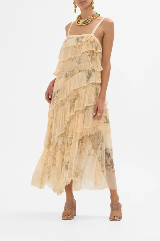 ASYMMETRIC SPLICED LACE DRESS ADORNED IN ANTIQUITY sold by Camilla