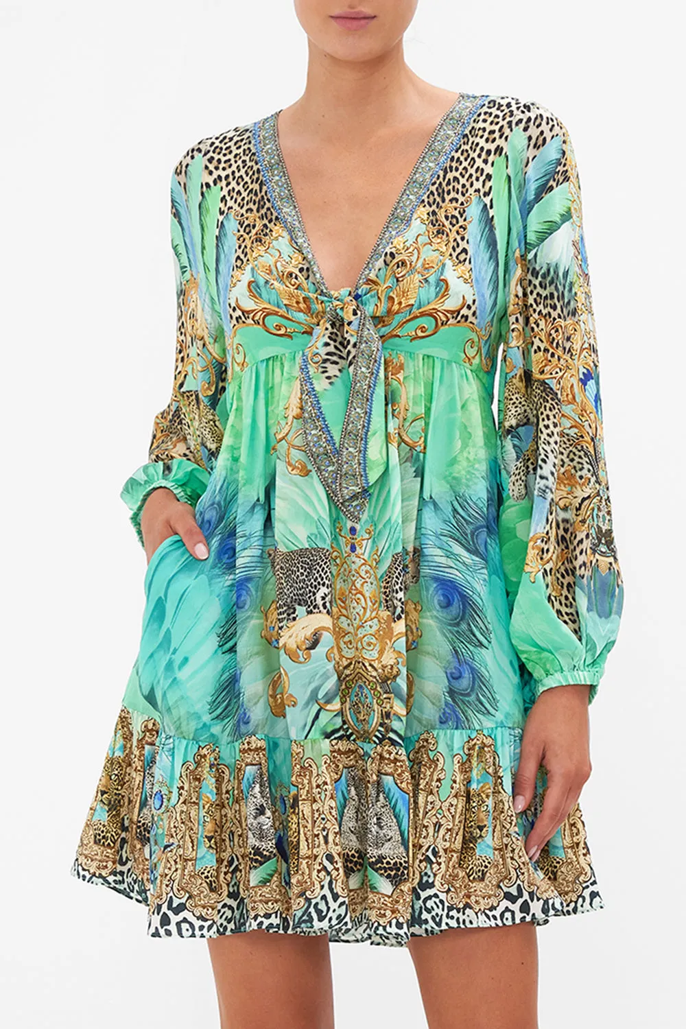 SHORT TIE FRONT BLOUSON DRESS LAY OF THE LAND sold by Camilla product image thumbnail 5