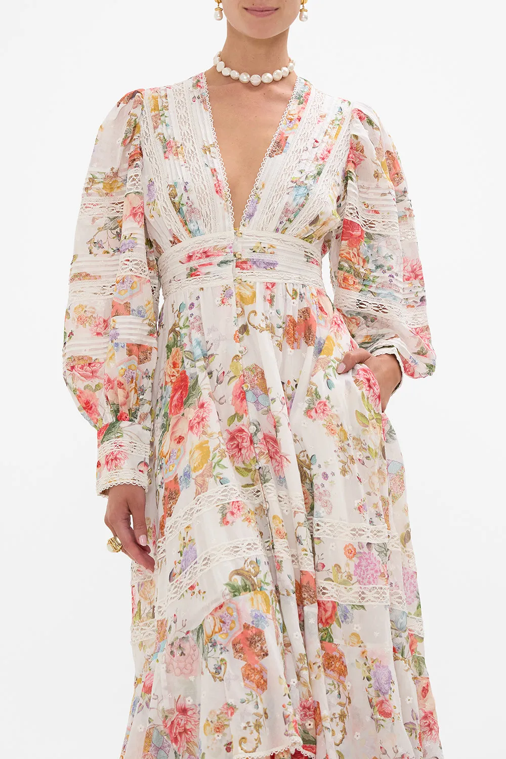 BUTTON FRONT DRESS WITH LACE INSERT DETAIL SEW YESTERDAY sold by Camilla product image thumbnail 5