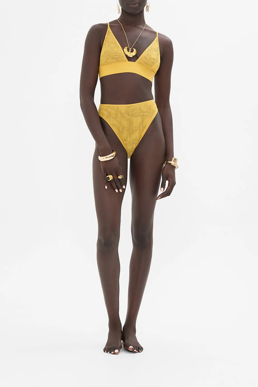 MESH SOFT PULL ON TRI BRA GOLD sold by Camilla