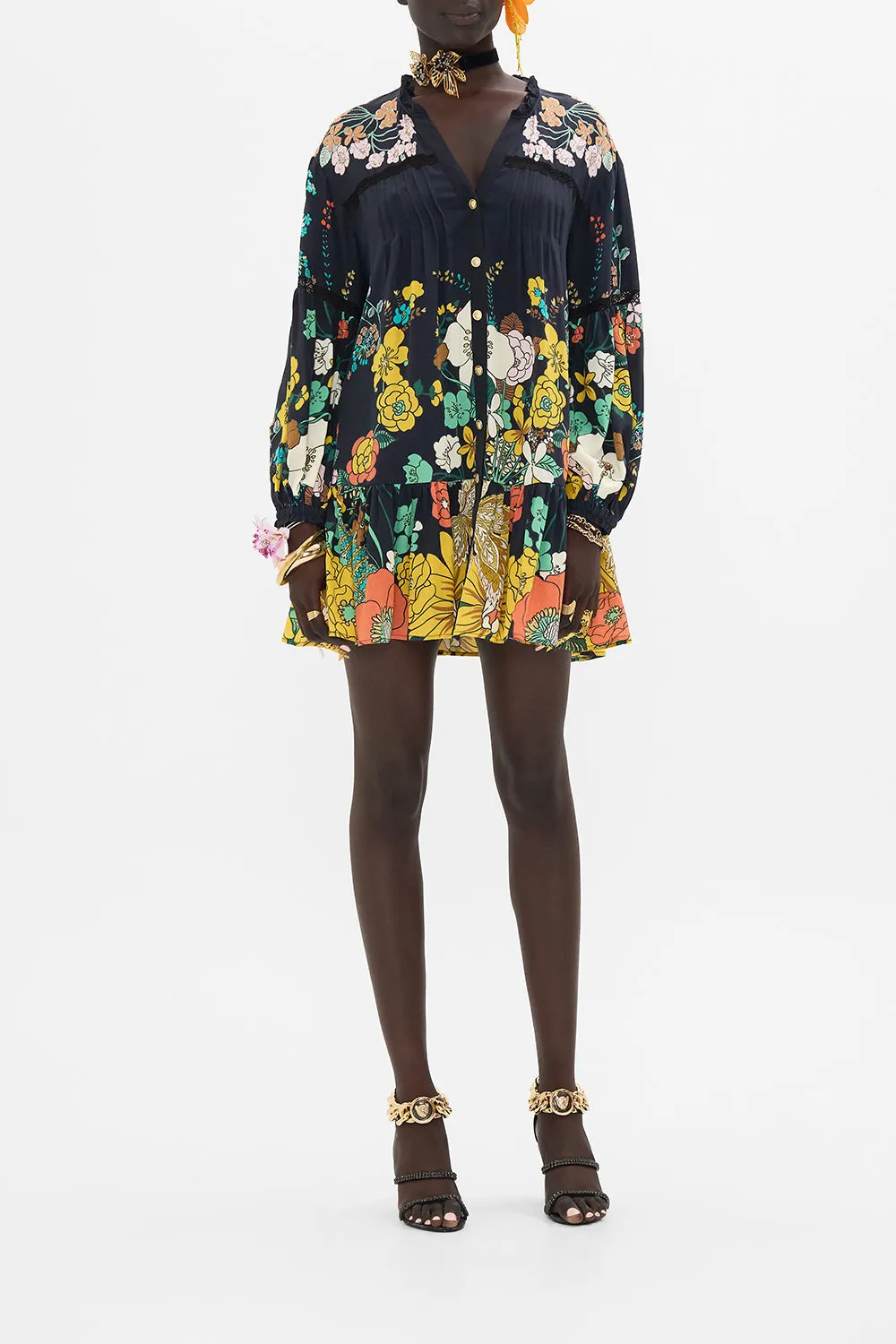 PINTUCK YOKE SHORT DRESS WE WORE FOLKLORE sold by Camilla