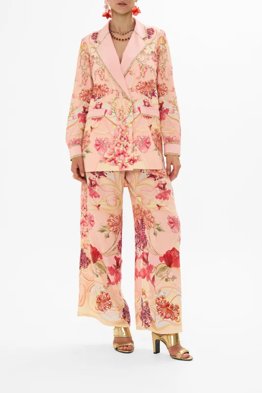 DOUBLE BREASTED SOFT JACKET BLOSSOMS AND BRUSHSTROKES made by Camilla