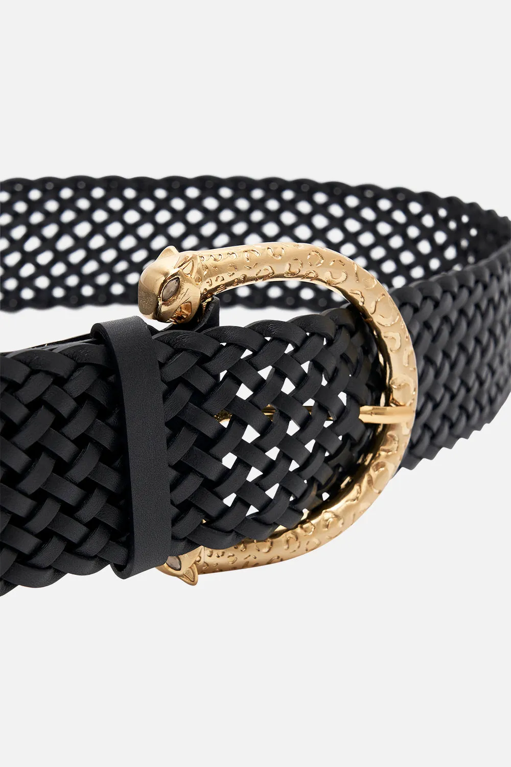BRAIDED LEOPARD BUCKLE BELT SOLID BLACK sold by Camilla product image thumbnail 2