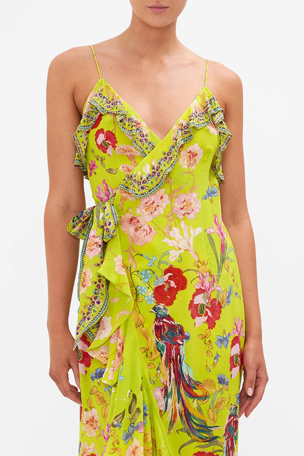 LONG WRAP DRESS WITH FRILL PEACOCK PROUD sold by Camilla product image thumbnail 5