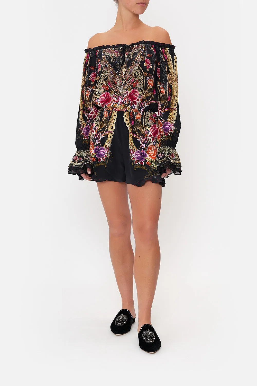 DROP SHOULDER FRILL PLAYSUIT DANCE WITH DUENDE sold by Camilla
