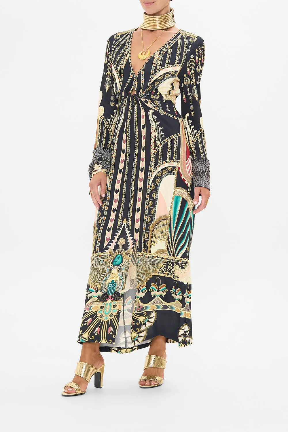 LONG V NECK TWIST FRONT JERSEY DRESS THEY CALLED HER NEFERTARI sold by Camilla product image thumbnail 4