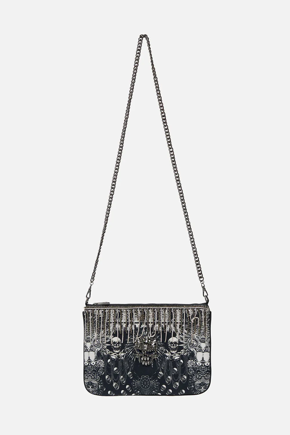EMBELLISHED ZIP TOP CLUTCH WITH STRAP ORDER OF DISORDER sold by Camilla