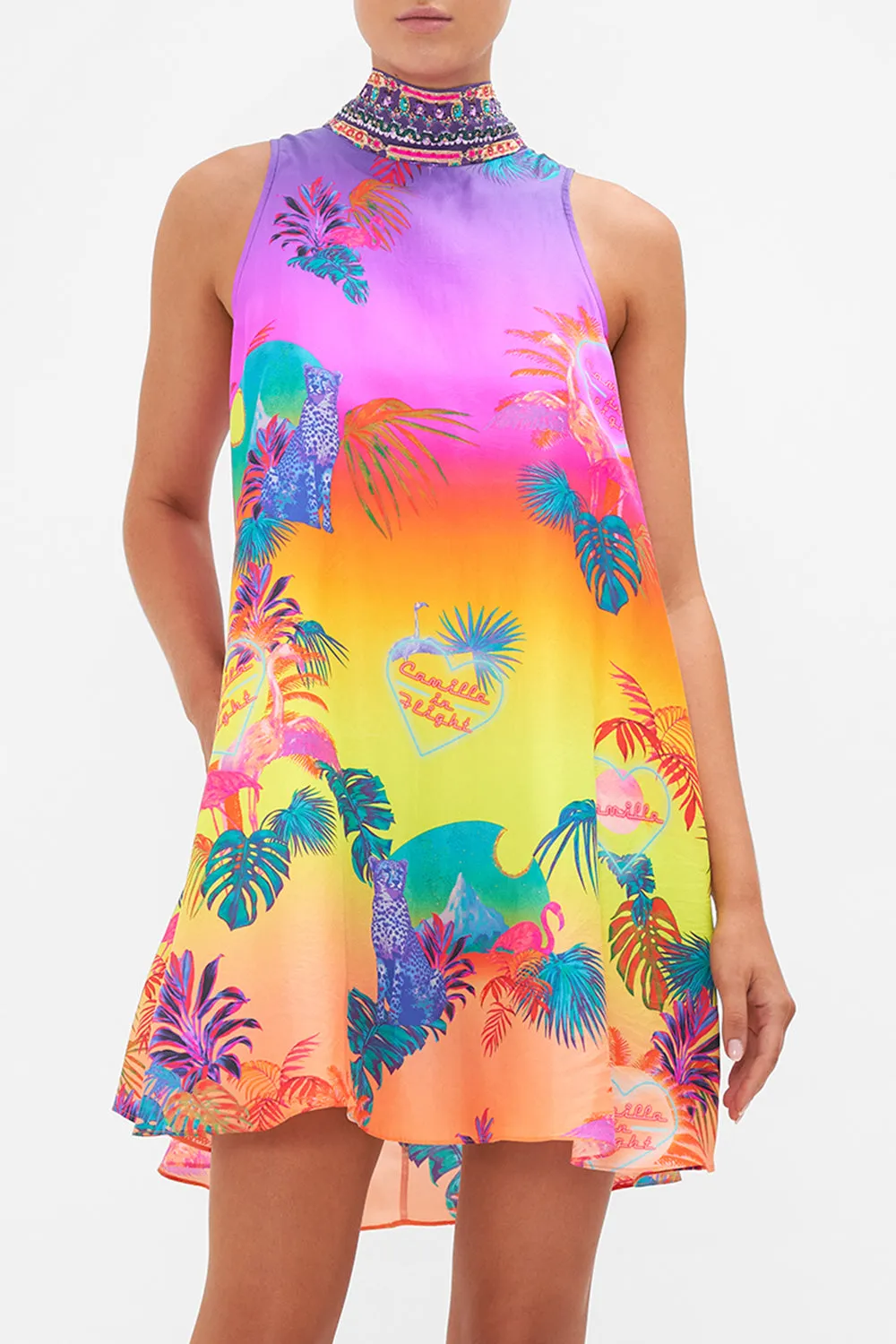 BACK NECK TIE SHORT DRESS FLIGHT OF THE FLAMINGO sold by Camilla product image thumbnail 5