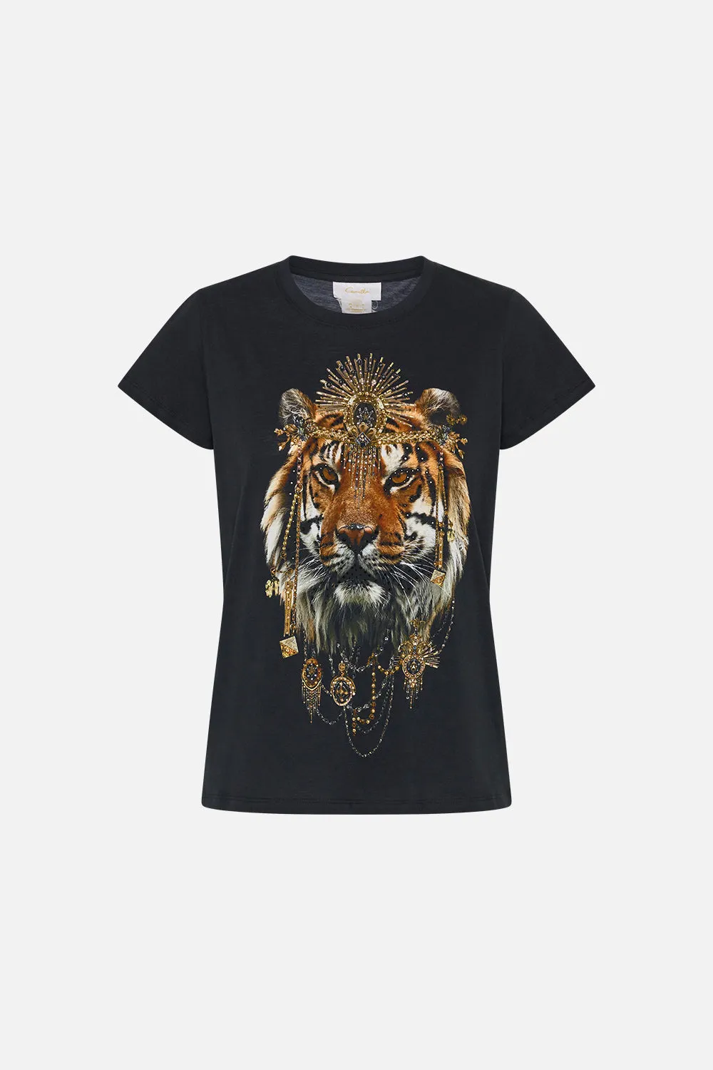 SLIM FIT ROUND NECK T-SHIRT THE NIGHT IS NOIR sold by Camilla product image thumbnail 3