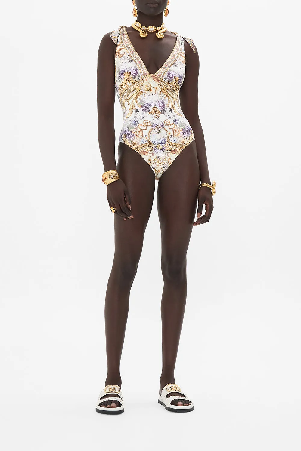 RUCHED TRI - TIE SHOULDER ONE PIECE PALAZZO PLAY DATE sold by Camilla