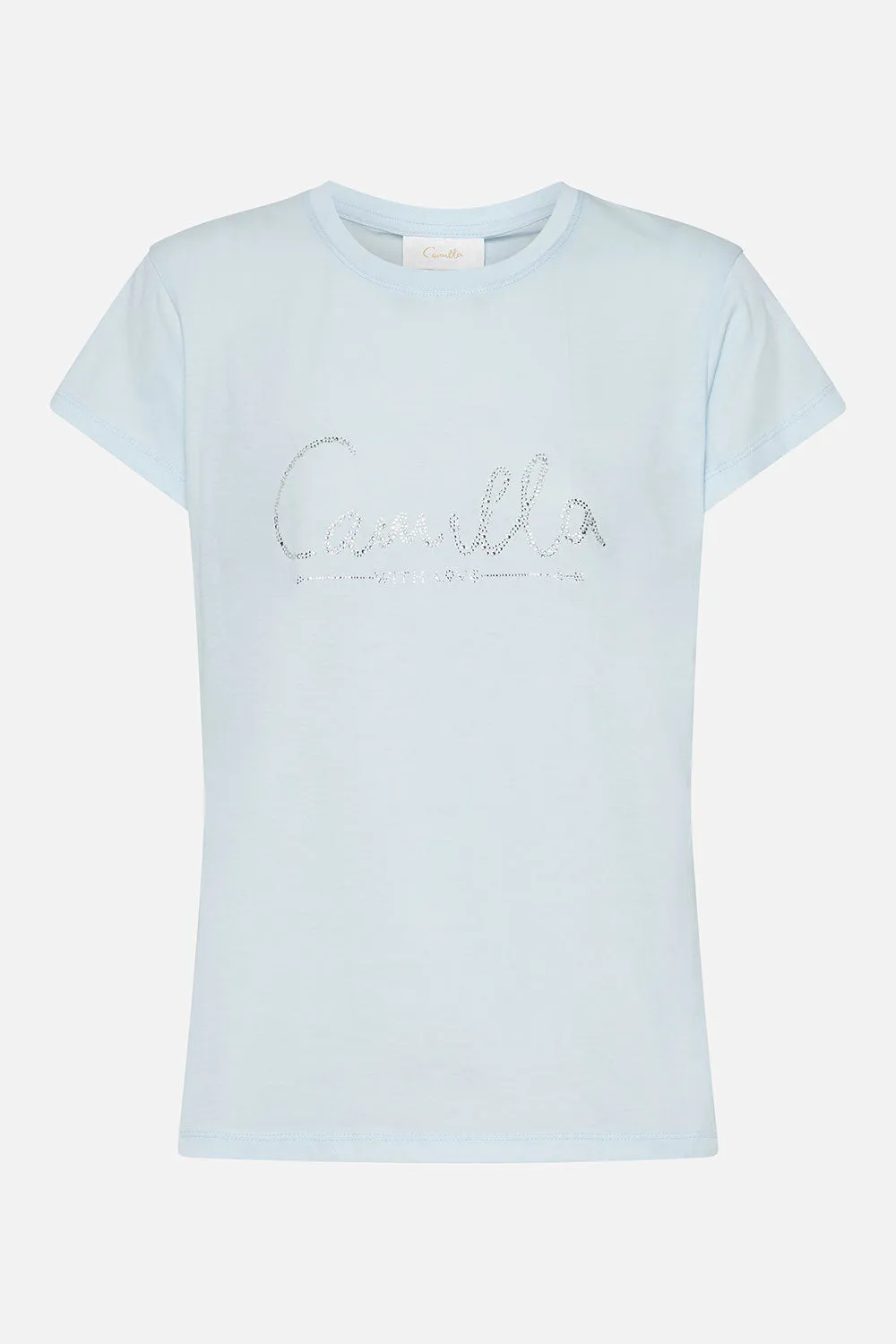 SLIM FIT ROUND NECK T-SHIRT LOGO CAPSULE - ICE BLUE sold by Camilla product image thumbnail 3
