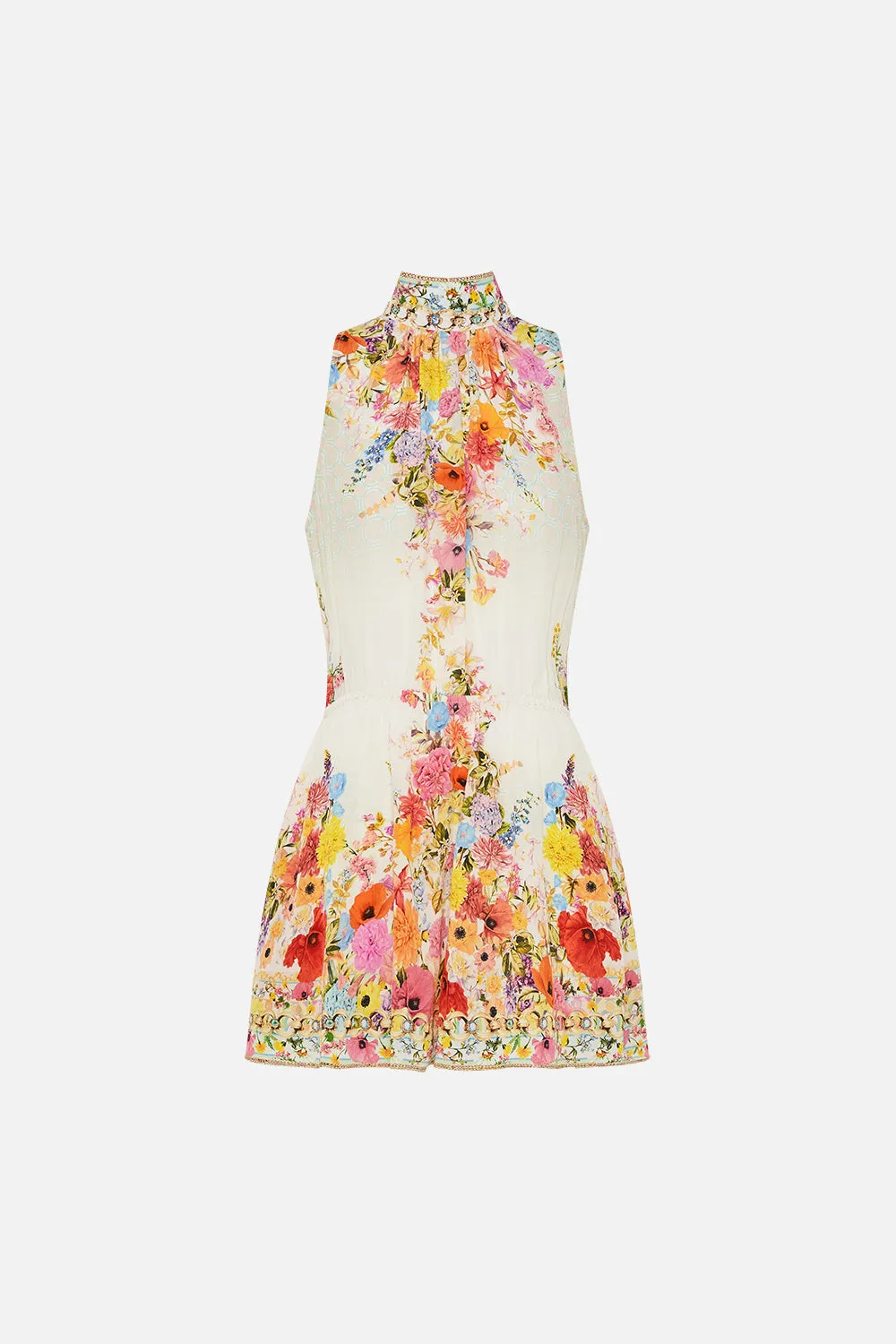 NECK TIE PLAYSUIT WITH ELASTIC WAIST SUNLIGHT SYMPHONY sold by Camilla product image thumbnail 3