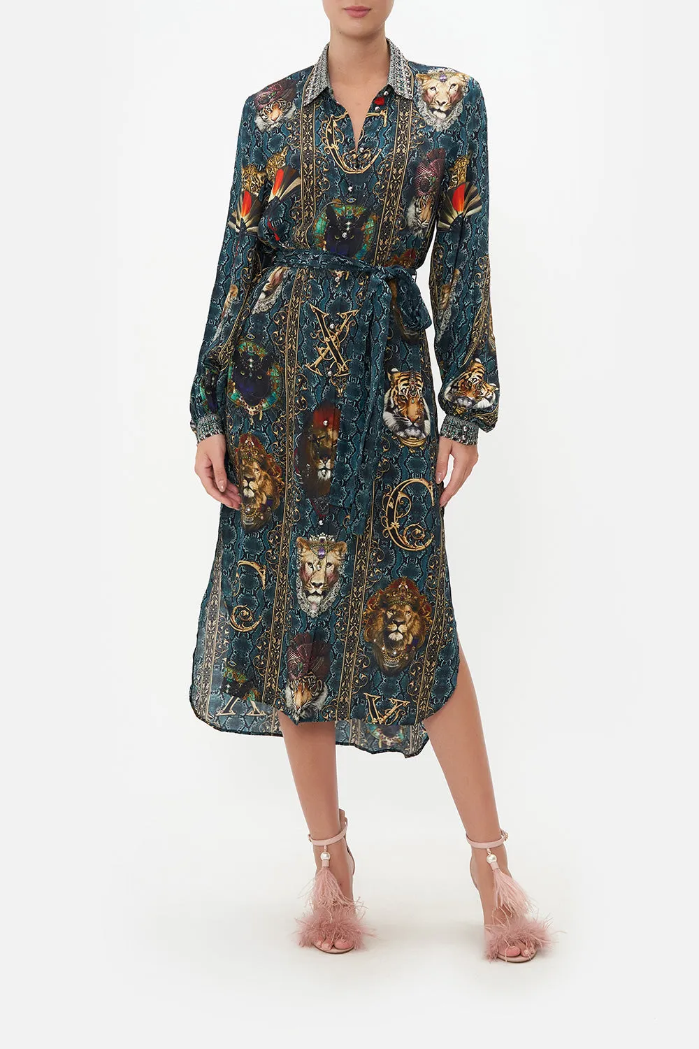 HIGH LOW MIDI SHIRT DRESS HEADS WILL ROLL sold by Camilla