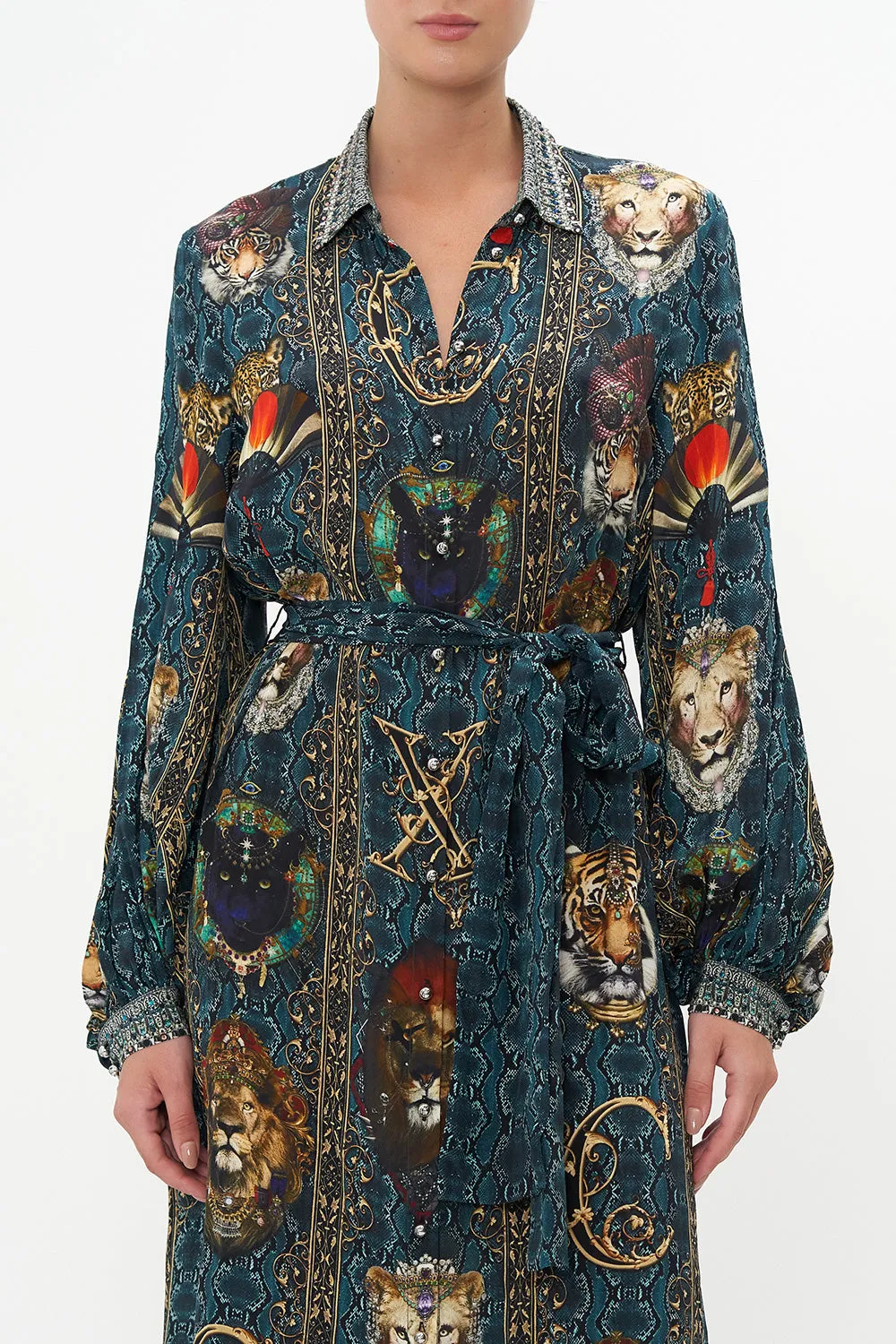 HIGH LOW MIDI SHIRT DRESS HEADS WILL ROLL sold by Camilla product image thumbnail 5