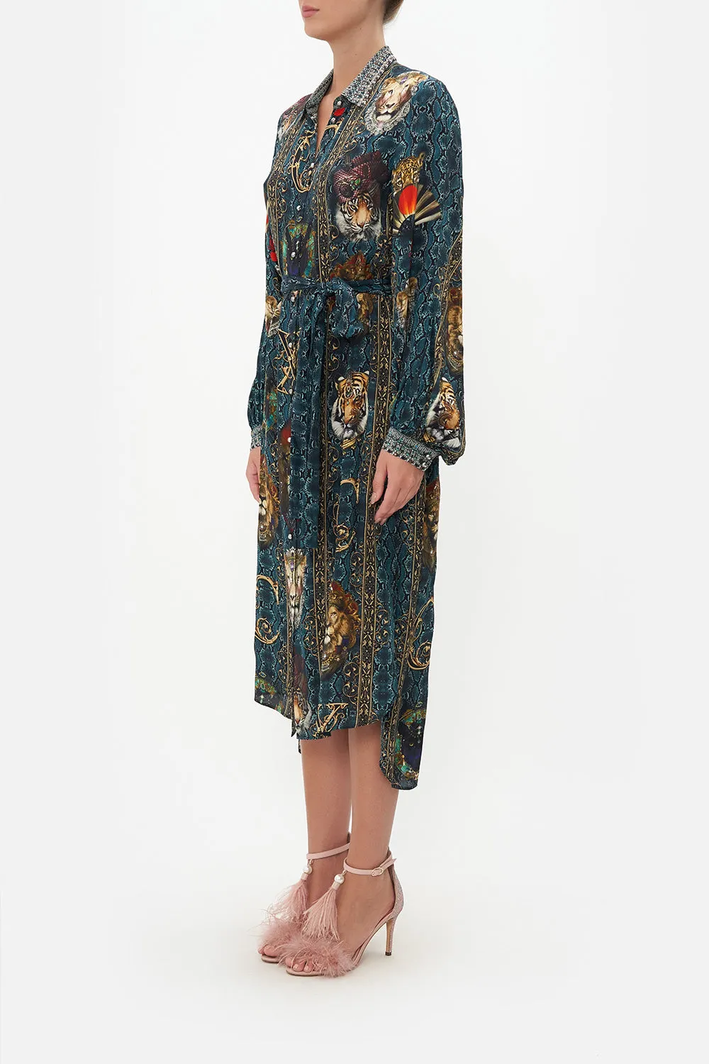 HIGH LOW MIDI SHIRT DRESS HEADS WILL ROLL sold by Camilla product image thumbnail 4