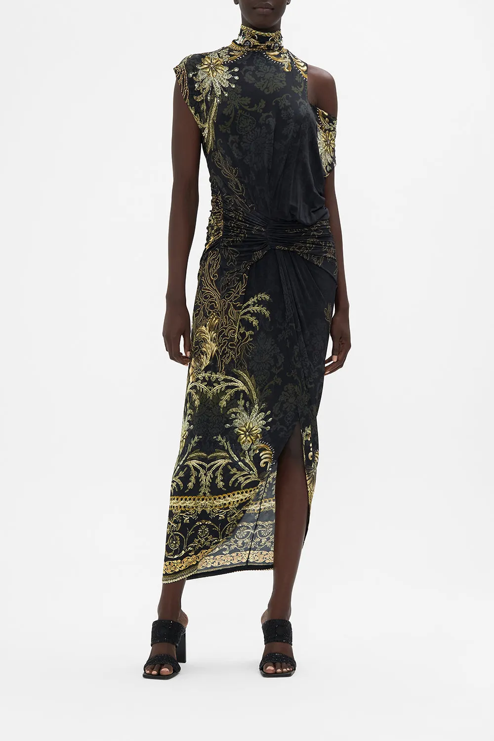 GATHERED COLUMN JERSEY DRESS THE NIGHT IS NOIR sold by Camilla