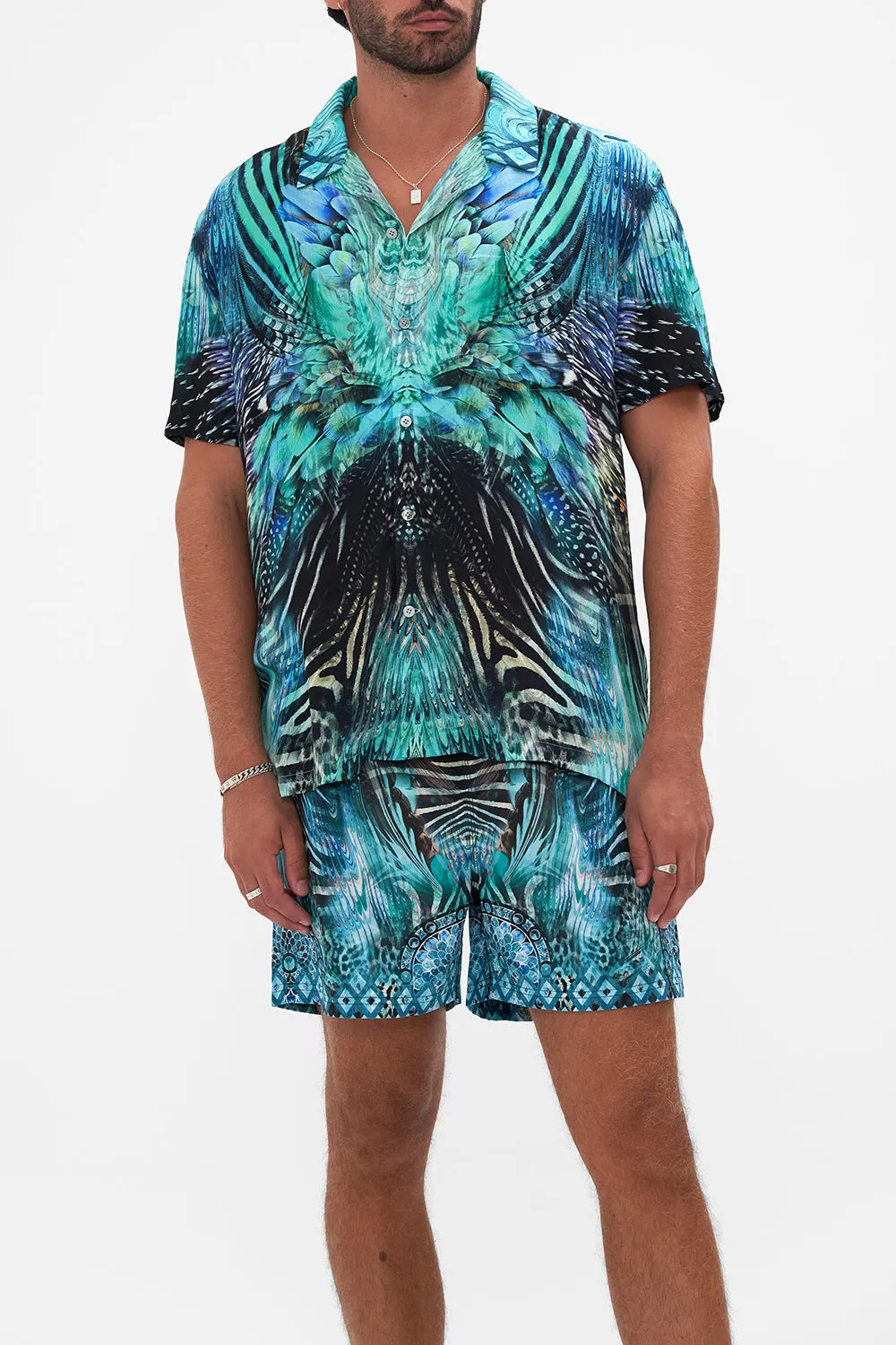 SHORT SLEEVE CAMP COLLARED SHIRT AZURE ALLURE sold by Camilla product image thumbnail 5