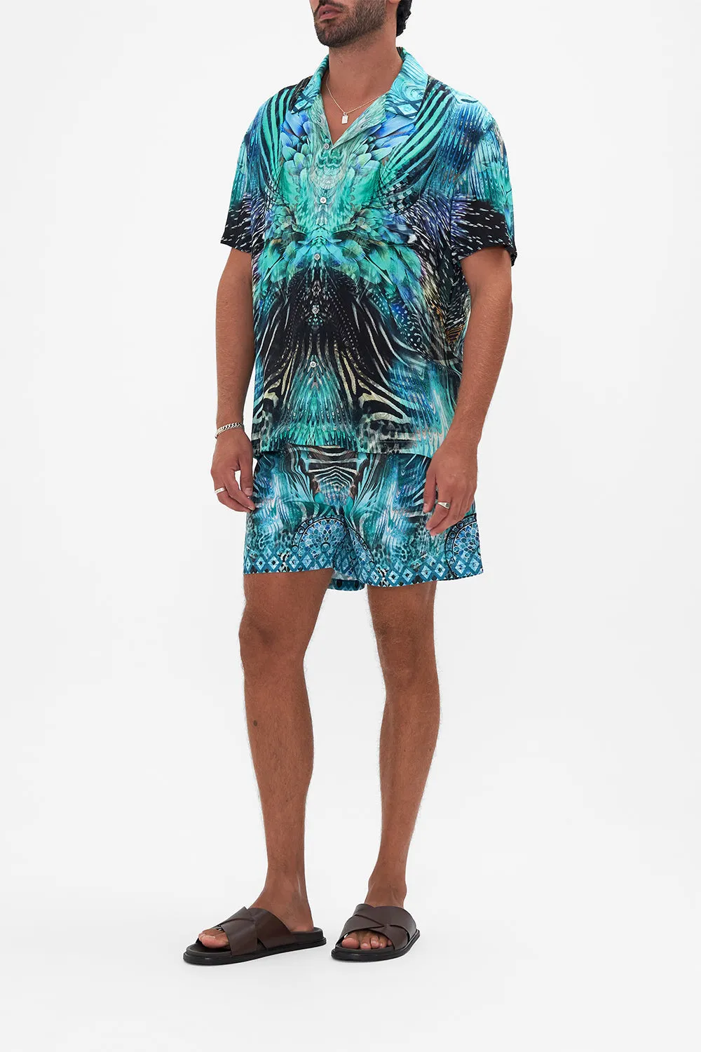 SHORT SLEEVE CAMP COLLARED SHIRT AZURE ALLURE sold by Camilla product image thumbnail 4