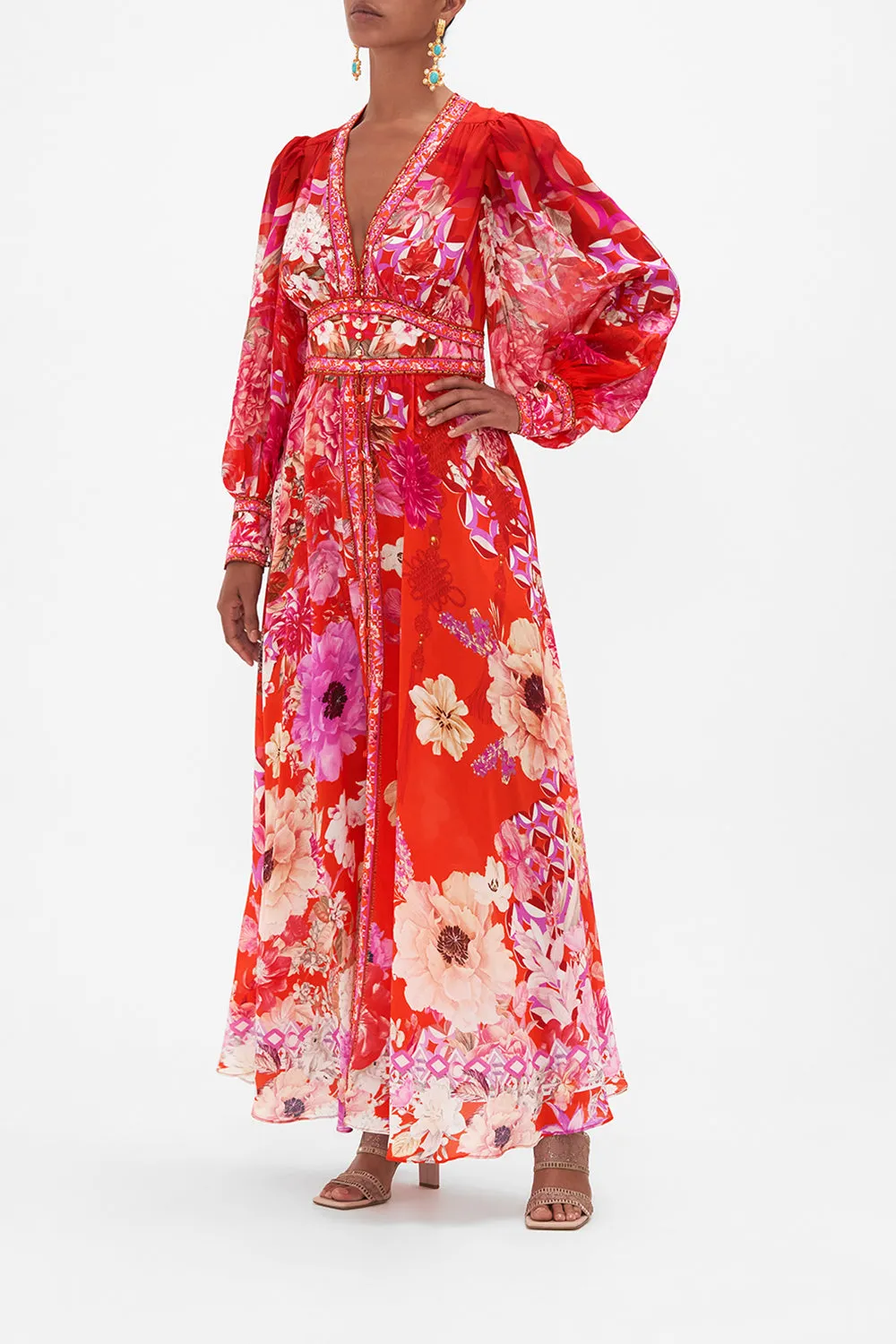 SHAPED WAISTBAND DRESS WITH GATHERED SLEEVES SECRET GARDEN sold by Camilla product image thumbnail 4