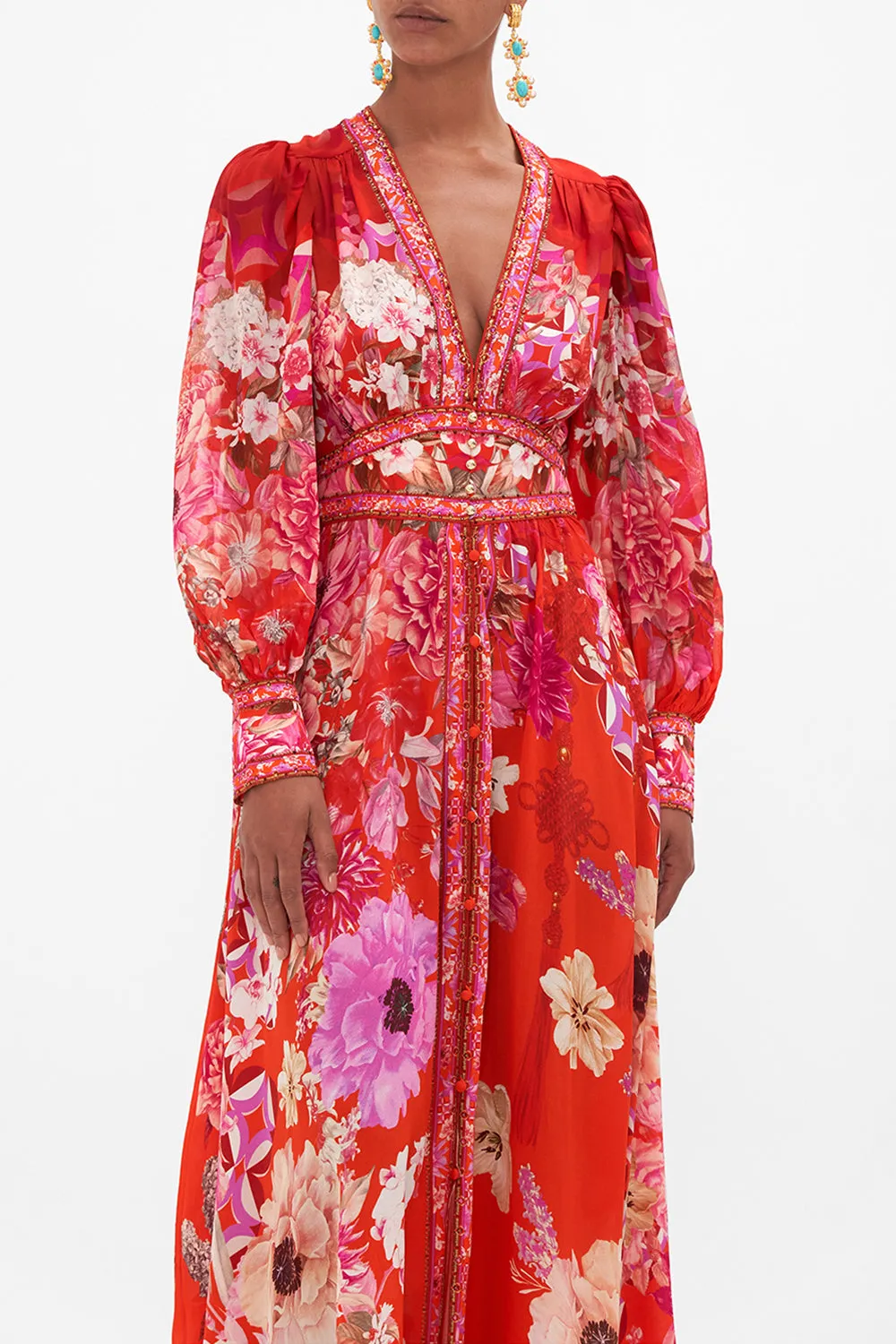 SHAPED WAISTBAND DRESS WITH GATHERED SLEEVES SECRET GARDEN sold by Camilla product image thumbnail 5