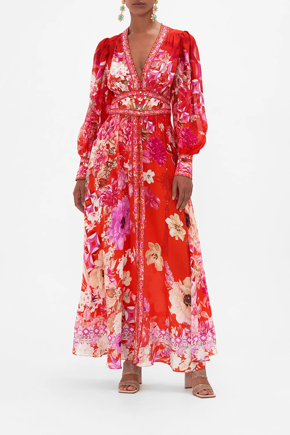 SHAPED WAISTBAND DRESS WITH GATHERED SLEEVES SECRET GARDEN sold by Camilla