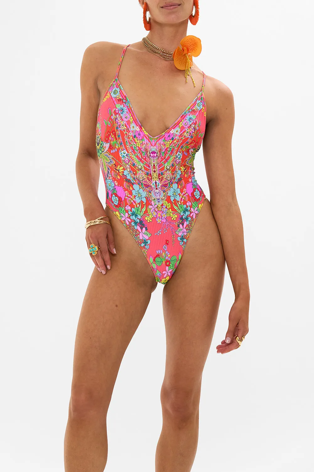 V NECK ONE PIECE WITH MULTICLR STITCH WINDMILLS AND WILDFLOWERS sold by Camilla product image thumbnail 5