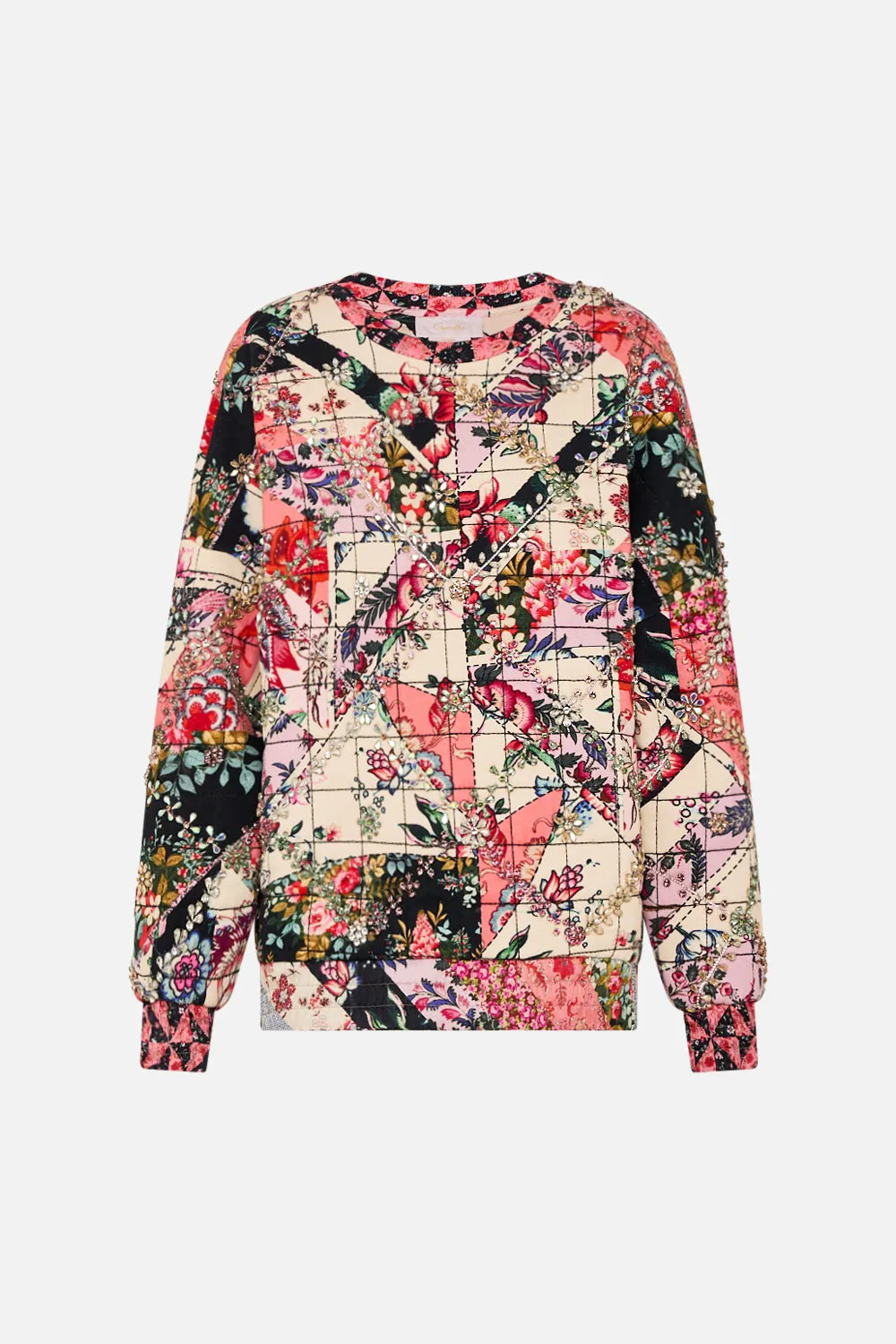 SILK BAND DROPPED SHOULDER SWEATSHIRT PATCHWORK POETRY sold by Camilla product image thumbnail 3