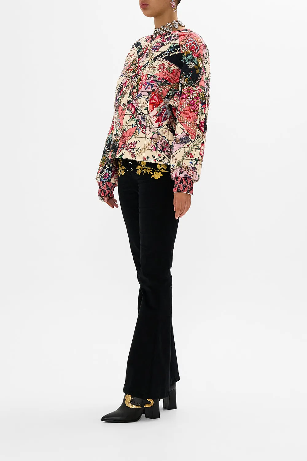 SILK BAND DROPPED SHOULDER SWEATSHIRT PATCHWORK POETRY sold by Camilla product image thumbnail 4