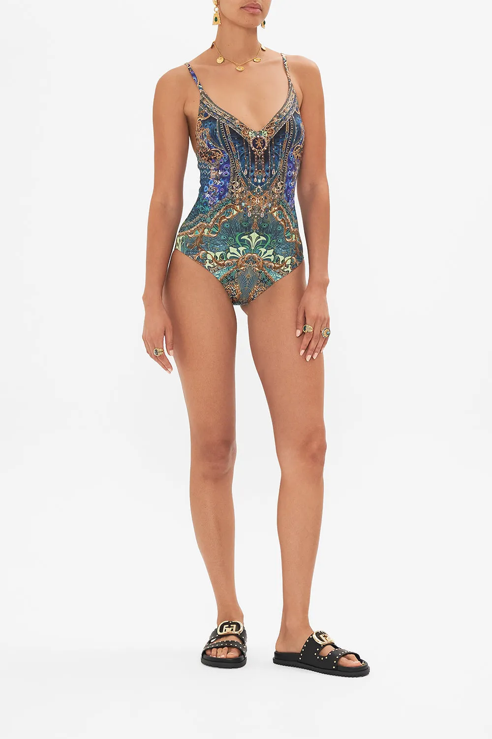 V NECK UNDERWIRE ONE PIECE FAN DANCE sold by Camilla