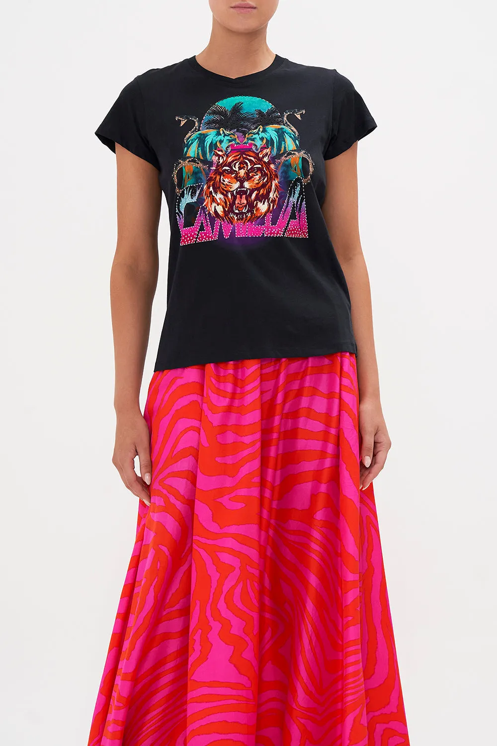 SLIM FIT ROUND NECK T-SHIRT ZEBRA ZONE sold by Camilla product image thumbnail 5