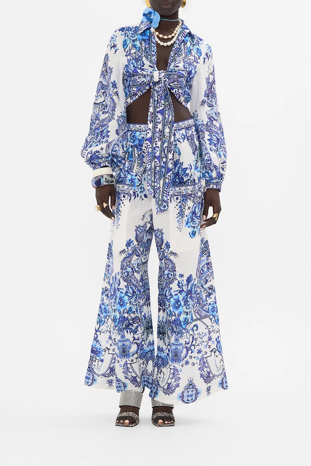 CROPPED WRAP SHIRT WITH BORDERIE YOKE GLAZE AND GRAZE sold by Camilla