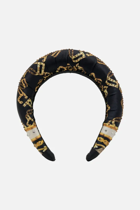 EMBELLISHED PRINTED HEADBAND TETHER ME NOT sold by Camilla