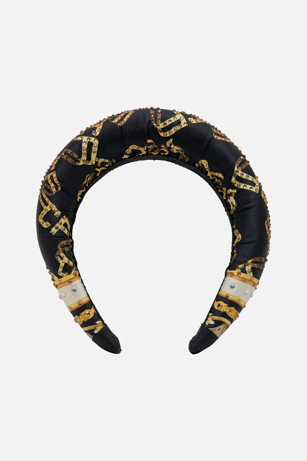 EMBELLISHED PRINTED HEADBAND TETHER ME NOT sold by Camilla