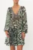 V NECK BLOUSON SLEEVE DRESS LEOPARD LORE sold by Camilla