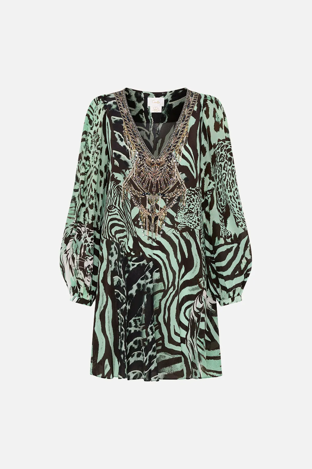V NECK BLOUSON SLEEVE DRESS LEOPARD LORE sold by Camilla product image thumbnail 3