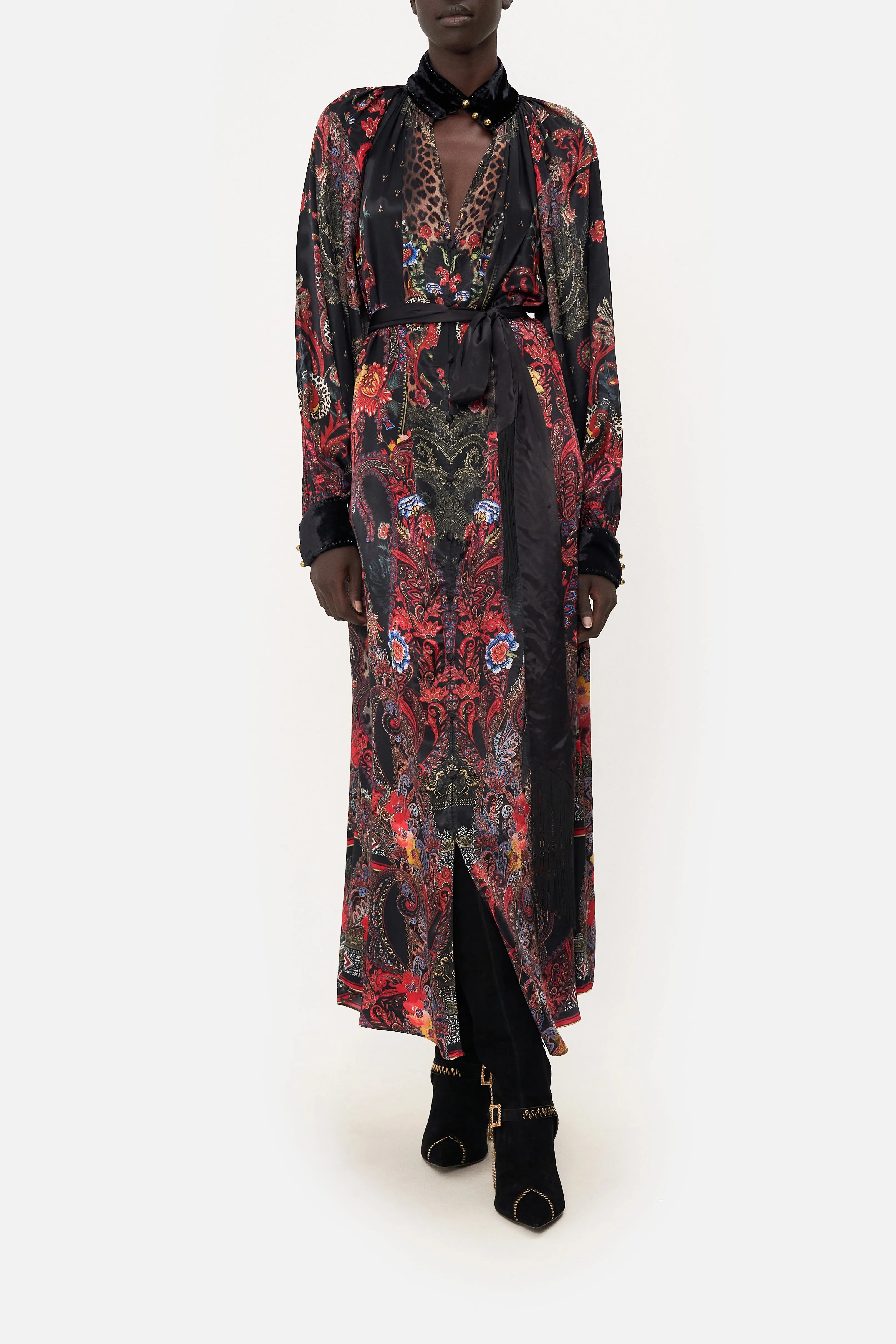 RAGLAN SLEEVE MIDI SHIRT DRESS WOODSTOCK ROCK sold by Camilla