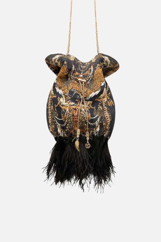 DRAWSTRING POUCH WITH FEATHERS RAVIN RAVEN sold by Camilla