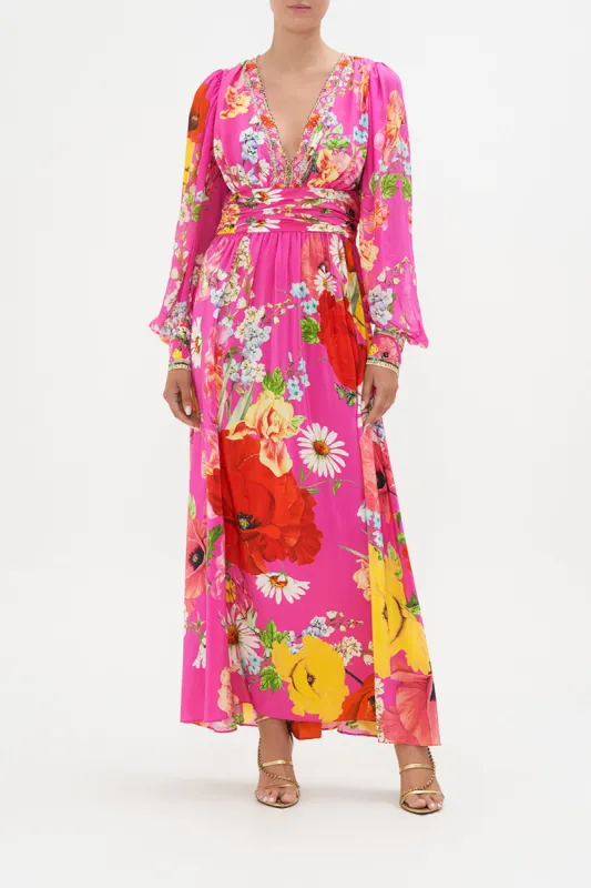 LONG DRESS WITH BLOUSON SLEEVE RAINBOW BODY made by Camilla