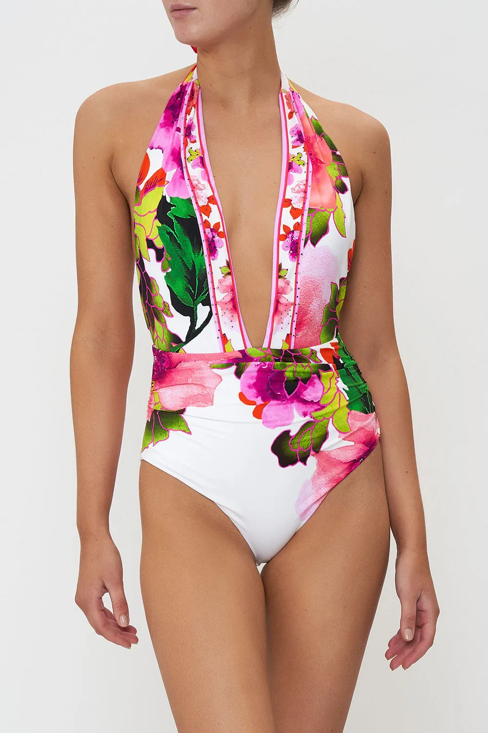 PLUNGE NECK HALTER ONE PIECE PRETTY AS A POPPY sold by Camilla product image thumbnail 5