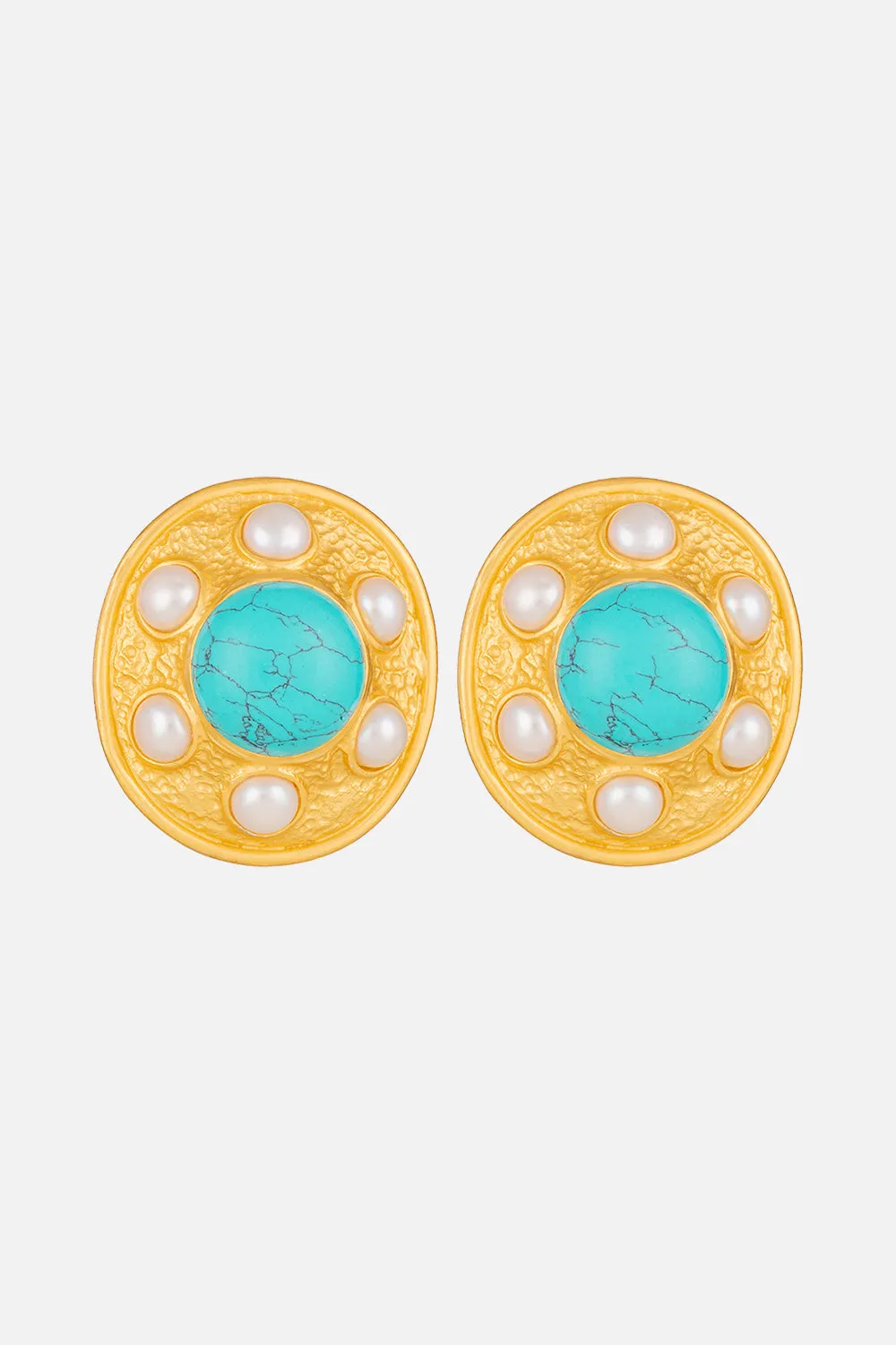 VIVIENNE TURQUOISE AND PEARL EARRINGS MULTI sold by Camilla