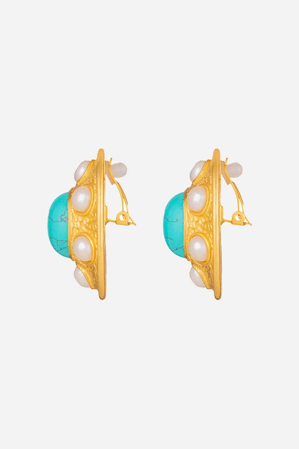 VIVIENNE TURQUOISE AND PEARL EARRINGS MULTI sold by Camilla product image thumbnail 3