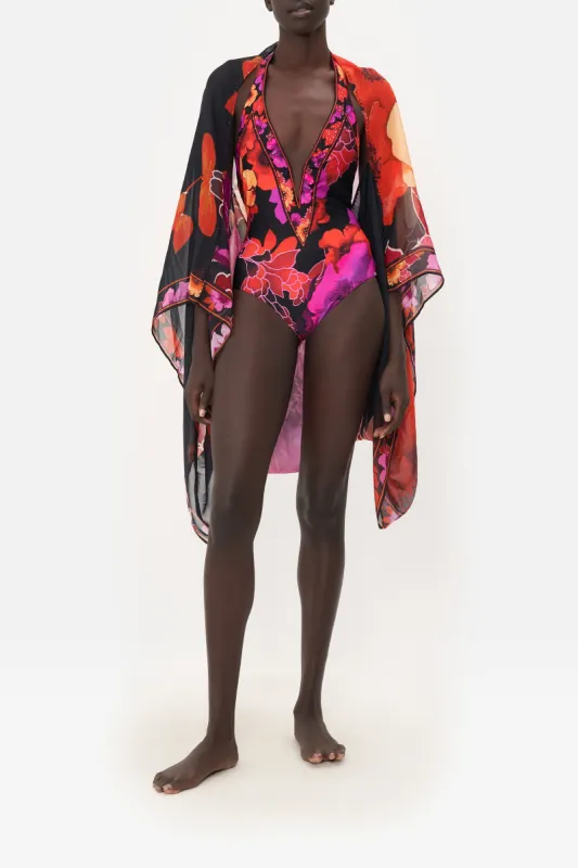 SILK SHRUG MIDNIGHT POPPY sold by Camilla