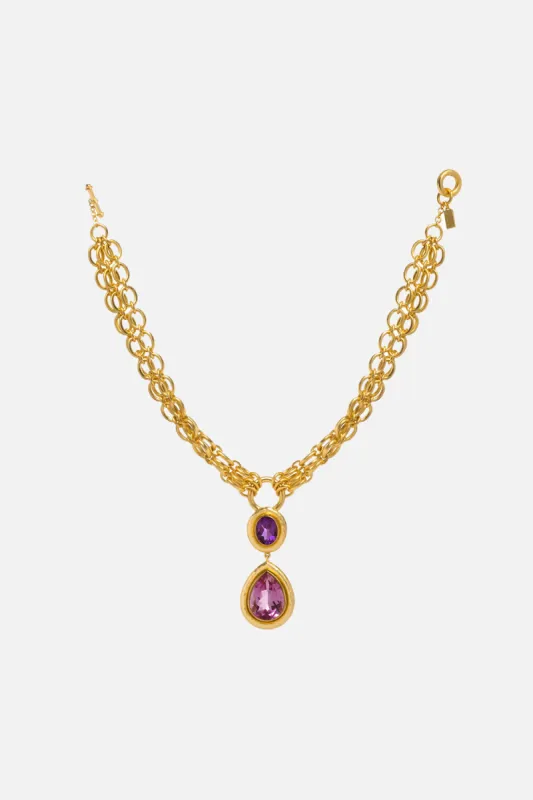 SANTORINI AMETHYST AND QUARTZ NECKLACE MULTI sold by Camilla