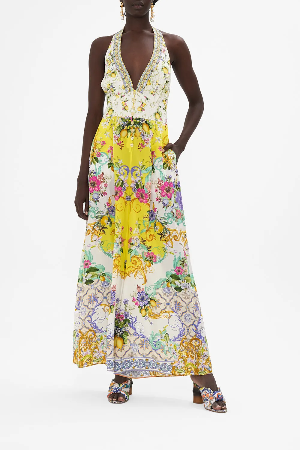 HALTERNECK JUMPSUIT WITH TIE NECK CATERINA SPRITZ sold by Camilla