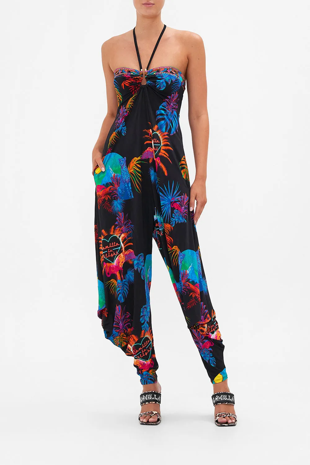 DRAPED PANT JUMPSUIT WITH HARDWARE NAUGHTY NEON sold by Camilla