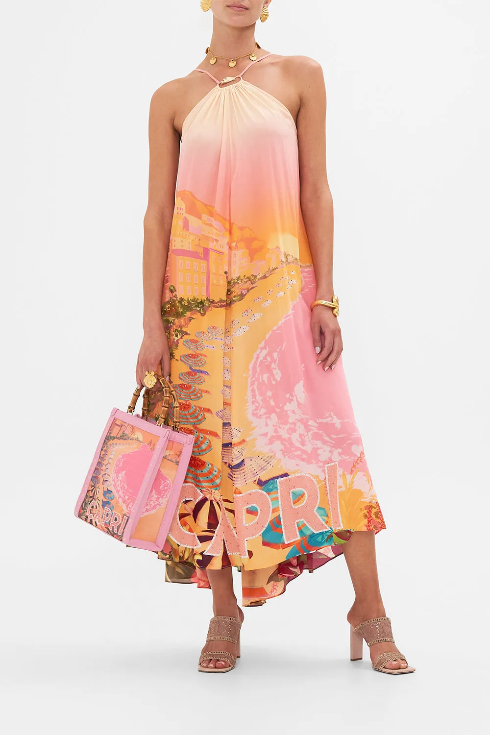 GATHER NECK HALTER MAXI DRESS CAPRI ME sold by Camilla