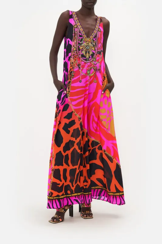 V NECK FLARED JUMPSUIT ALWAYS CHANGE YOUR SPOTS sold by Camilla