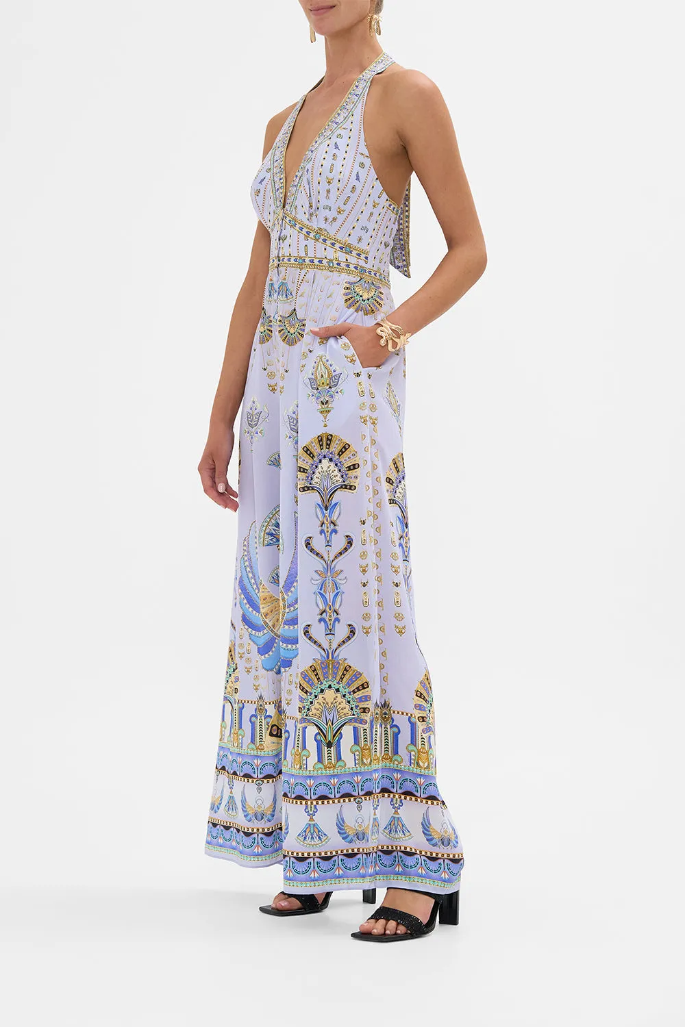 HALTERNECK JUMPSUIT WITH TIE NECK UNDER SCARAB SKIES sold by Camilla product image thumbnail 4