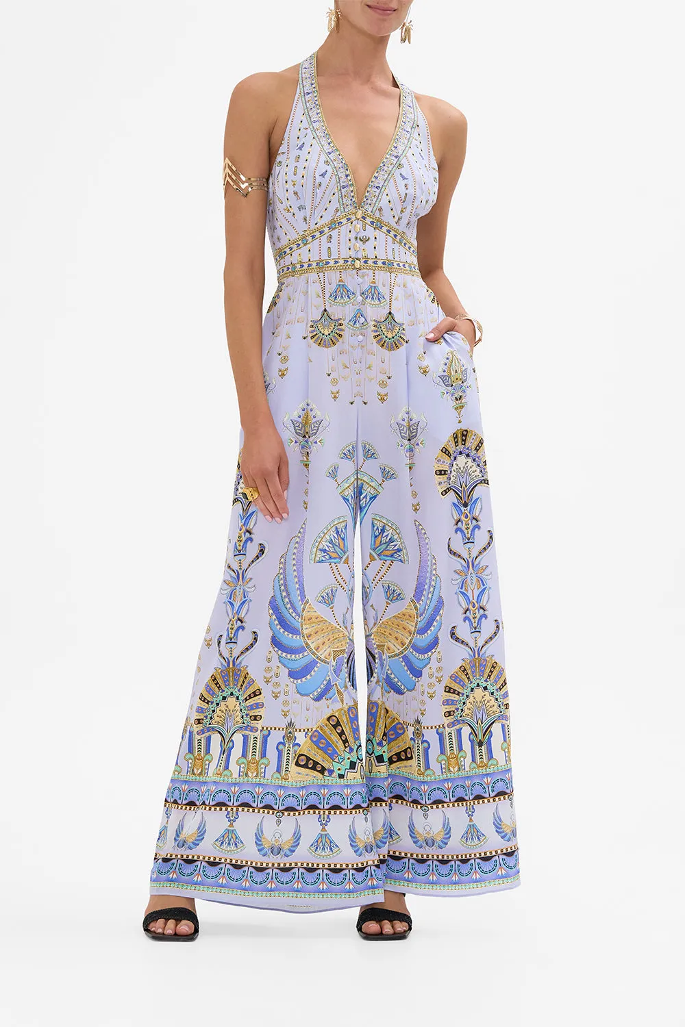 HALTERNECK JUMPSUIT WITH TIE NECK UNDER SCARAB SKIES sold by Camilla