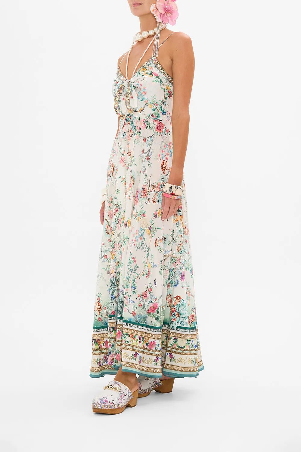 LONG DRESS WITH TIE FRONT PLUMES AND PARTERRES sold by Camilla product image thumbnail 4